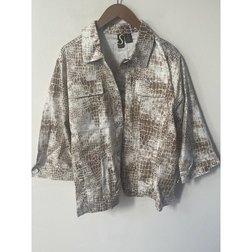 Sportelle Women's Plus Size 3X Animal Print Blouse Shirt New With Curvy
